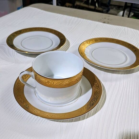 Philippe Deshoulieres Royal Trinanon Gold Tea Cup and Saucer 6pc Set - Picture 7 of 9